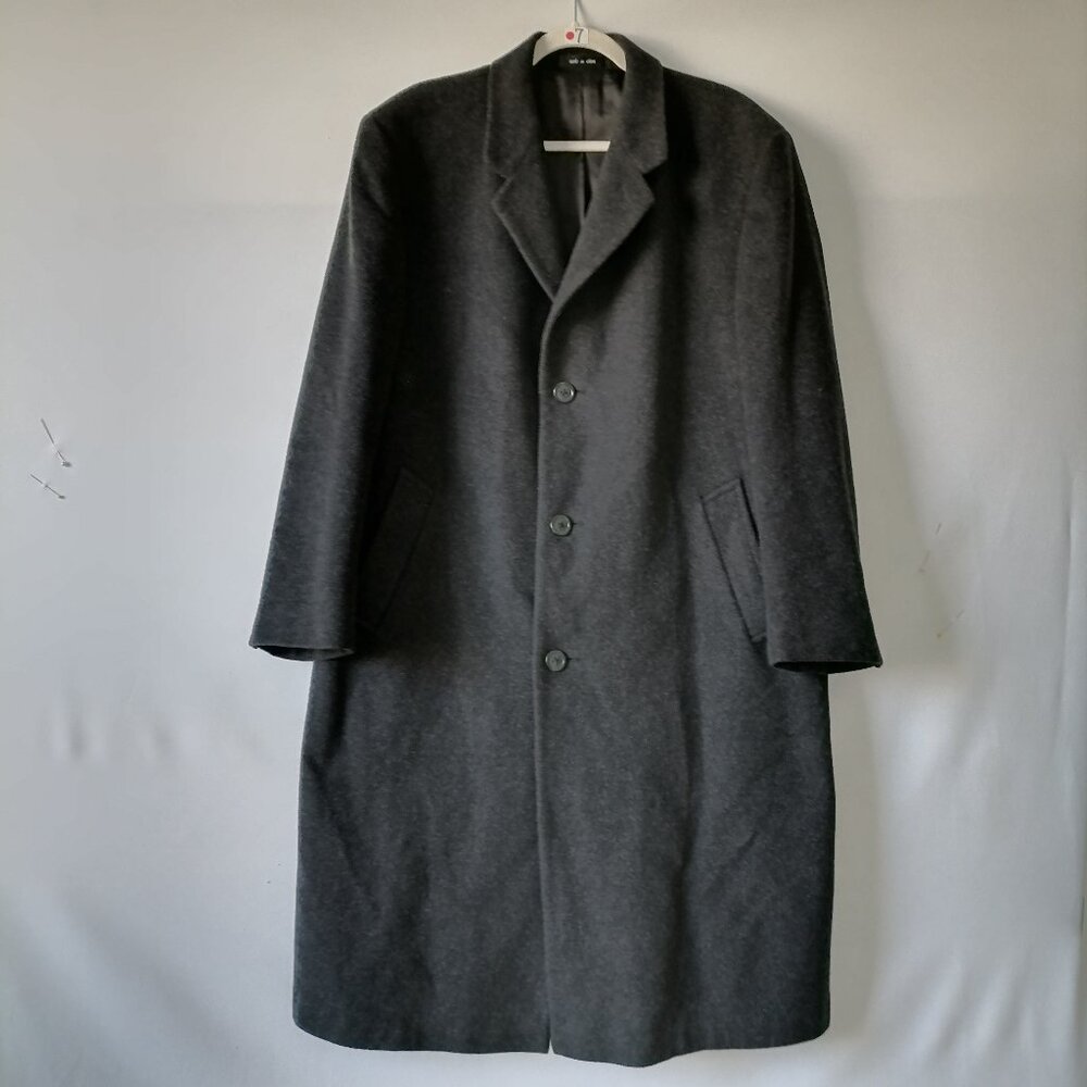 Fumagalli Men's Black Single Breasted Wool Cashmere Blend Overcoat 44R